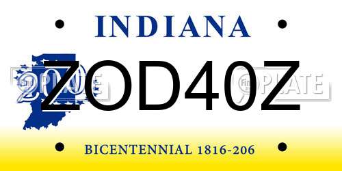 ZOD40Z Indiana License Plate
