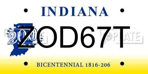 ZOD67T Indiana License Plate