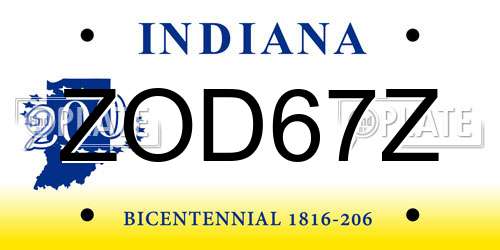 ZOD67Z Indiana License Plate