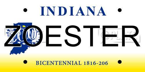 ZOESTER Indiana License Plate