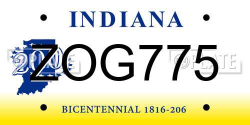 ZOG775 Indiana License Plate
