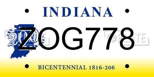 ZOG778 Indiana License Plate