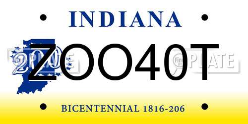 ZOO40T Indiana License Plate