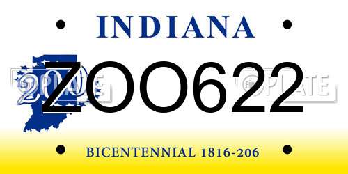 ZOO622 Indiana License Plate