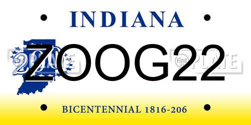 ZOOG22 Indiana License Plate