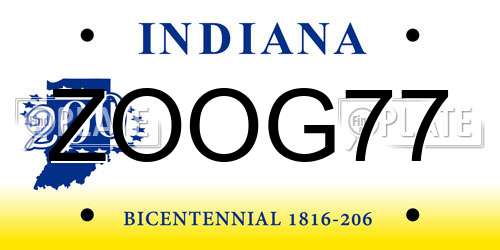 ZOOG77 Indiana License Plate