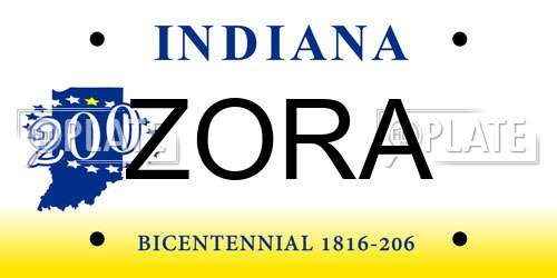 ZORA Indiana License Plate