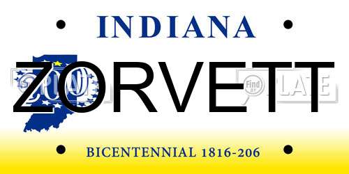 ZORVETT Indiana License Plate