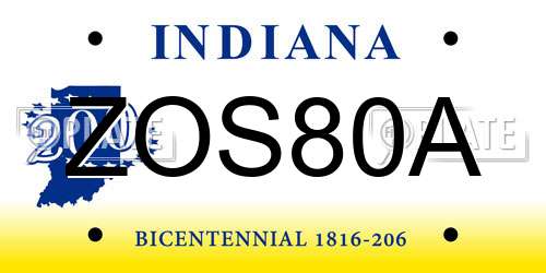ZOS80A Indiana License Plate