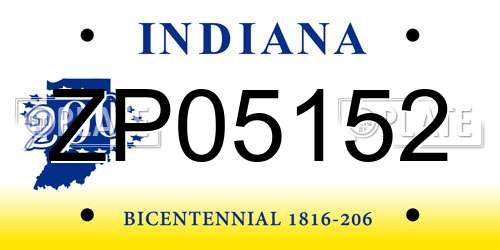 ZP05152 Indiana License Plate