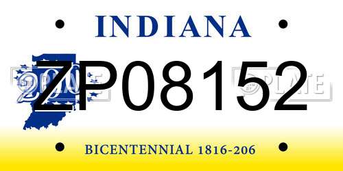 ZP08152 Indiana License Plate