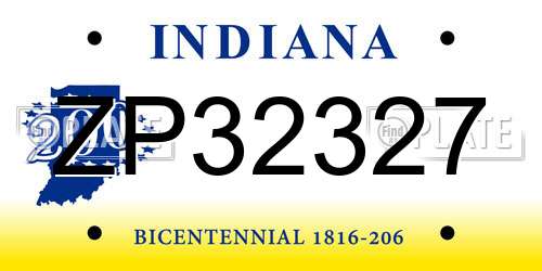 ZP32327 Indiana License Plate