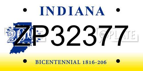 ZP32377 Indiana License Plate