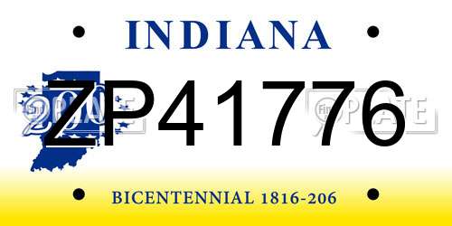 ZP41776 Indiana License Plate
