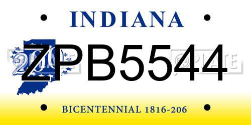 ZPB5544 Indiana License Plate