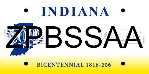 ZPBSSAA Indiana License Plate