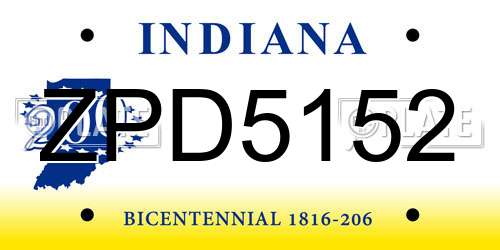 ZPD5152 Indiana License Plate