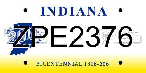 ZPE2376 Indiana License Plate
