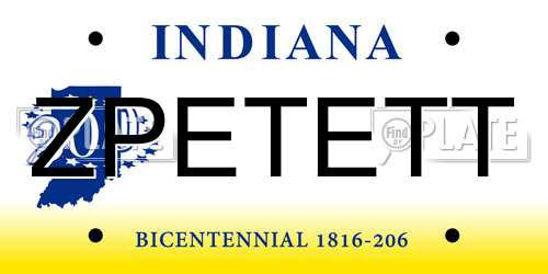 ZPETETT Indiana License Plate