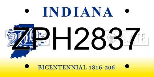 ZPH2837 Indiana License Plate