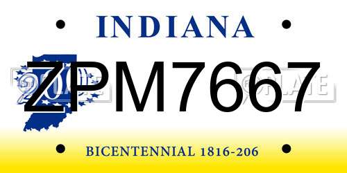 ZPM7667 Indiana License Plate