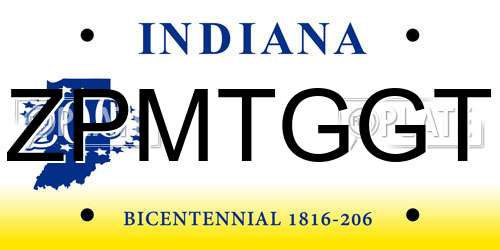 ZPMTGGT Indiana License Plate