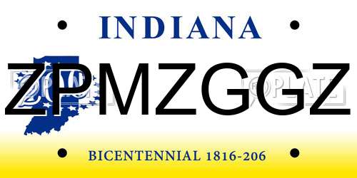 ZPMZGGZ Indiana License Plate