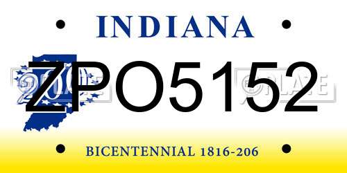 ZPO5152 Indiana License Plate