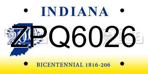 ZPQ6026 Indiana License Plate