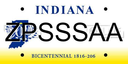 ZPSSSAA Indiana License Plate
