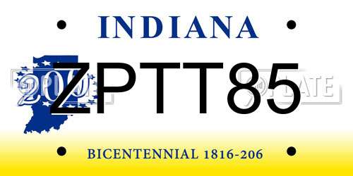 ZPTT85 Indiana License Plate
