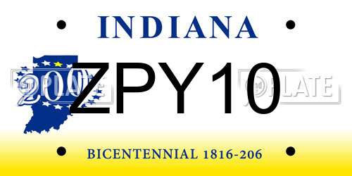 ZPY10 Indiana License Plate