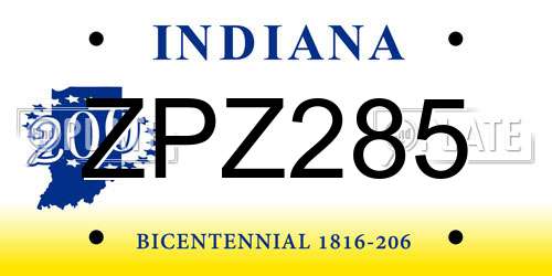 ZPZ285 Indiana License Plate