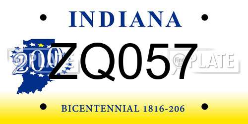 ZQ057 Indiana License Plate
