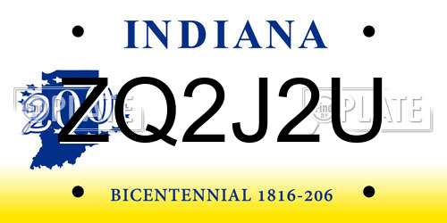 ZQ2J2U Indiana License Plate