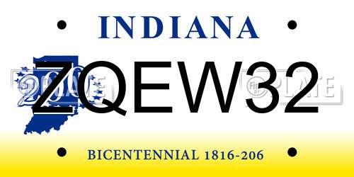 ZQEW32 Indiana License Plate