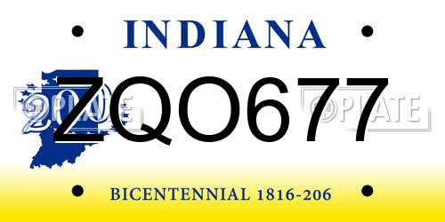 ZQO677 Indiana License Plate