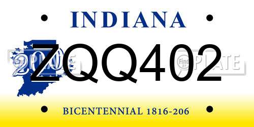 ZQQ402 Indiana License Plate