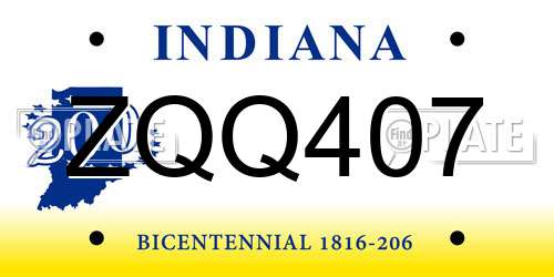 ZQQ407 Indiana License Plate