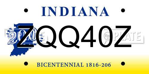 ZQQ40Z Indiana License Plate