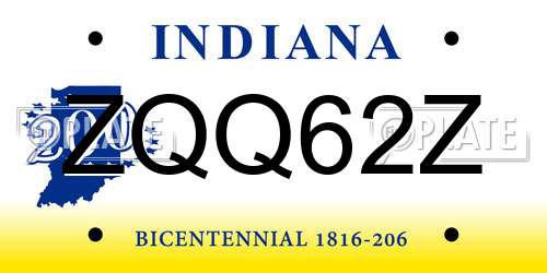 ZQQ62Z Indiana License Plate