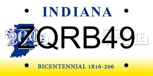 ZQRB49 Indiana License Plate