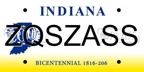 ZQSZASS Indiana License Plate