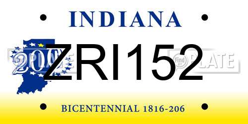 ZRI152 Indiana License Plate