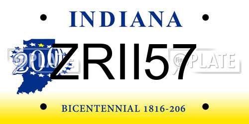 ZRII57 Indiana License Plate