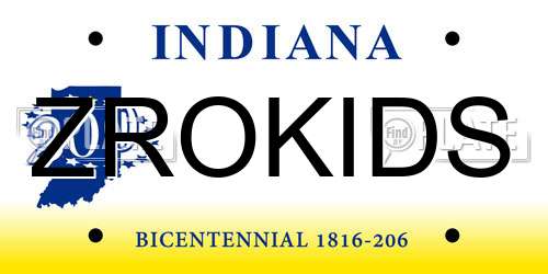 ZROKIDS Indiana License Plate