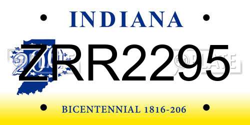 ZRR2295 Indiana License Plate