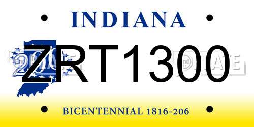 ZRT1300 Indiana License Plate