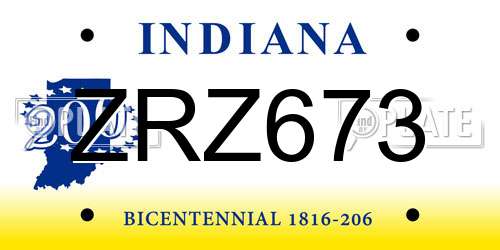 ZRZ673 Indiana License Plate