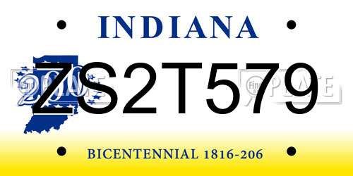 ZS2T579 Indiana License Plate